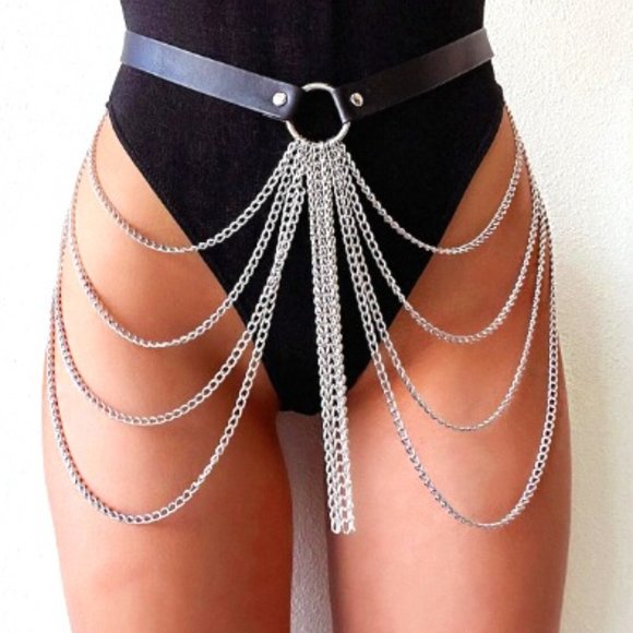 NWT, GOTH ROCKER DRAPING CHAIN BELT. - Picture 1 of 1